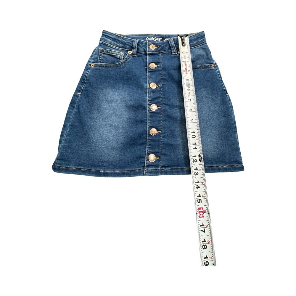 Cat & Jack Denim Skirt Girls M (7/8) Blue Button Front Ultimate Stretch Mini - Picture 5 of 7